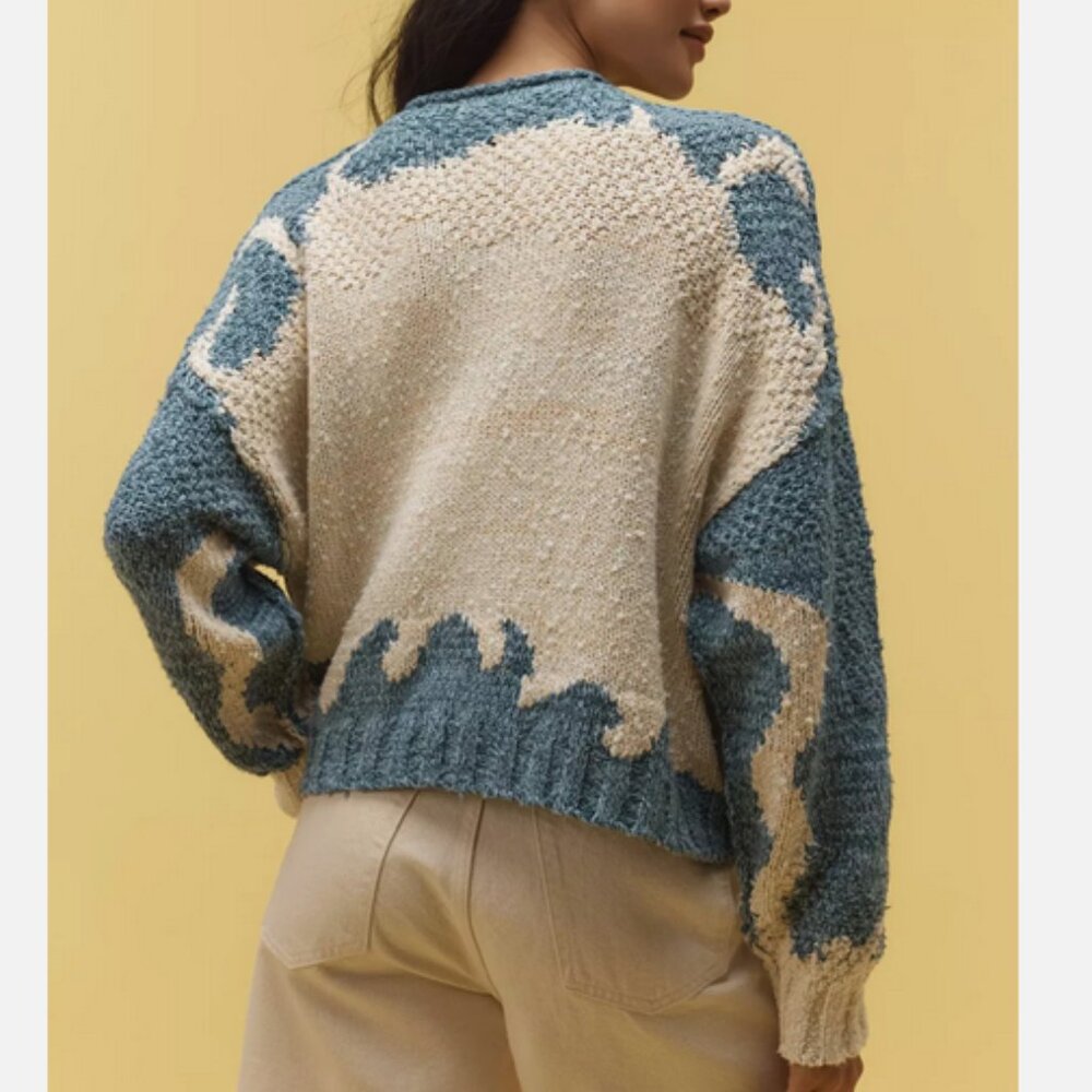 Anthropologie Pilcro Pullover Long-Sleeve Crew-Neck Icon Sweater Starfish S NWT - Picture 5 of 6